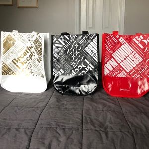 Three Small Lululemon Reusable Tote Bags